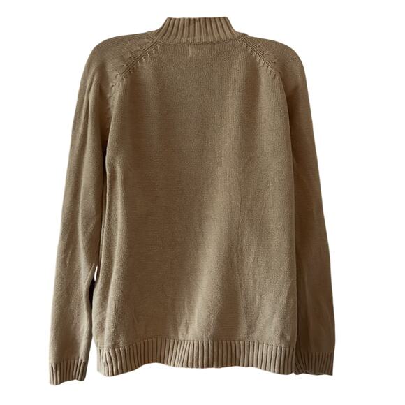 Studio Works Beige Cotton Knit Sweater Woman Size Large Diagonal Zipper - Picture 3 of 7